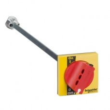 LV428942 extended rotary handle for front control, Compact INS40 to INS60, IP55, IK08, red handle on yellow front