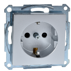 MTN2300-0460 SCHUKO socket-outlet, shutter, screwless terminals, aluminium, System M