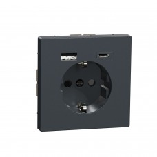 MTN2367-6034 USB charger A+C 3A + socket-outlet, anthracite, System Design