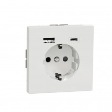 MTN2367-6035 USB charger A+C 3A + socket-outlet, lotus white, System Design