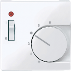 MTN534825 Cen.pl. f. room temp. ctrl insert w. switch, active white, glossy, System M