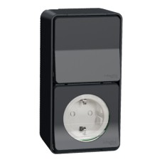 MUR36024 Jungiklis su lizdu Schuko, IP55, antracito sp., IP55, Mureva Styl MUR36024 Jungiklis su lizdu Schuko, IP55, antracito sp., IP55, Mureva Styl