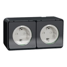 MUR36029 Lizdas v/t SCHUKO dvgubas su dangteliu su apsauga nuo vaikų 16A 250V, antracito sp., IP55, Mureva Styl MUR36029 Lizdas v/t SCHUKO dvgubas su dangteliu su apsauga nuo vaikų 16A 250V, antracito sp., IP55, Mureva Styl