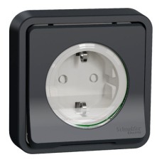 MUR36132 Socket-outlet, Mureva Styl, 2P + E with shutters, side earth, 16A, 250V, flush, grey