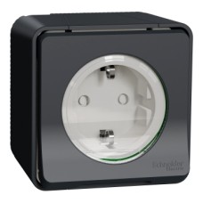 MUR36731 Socket-outlet, Mureva Styl, 2P + E with shutters, side earth, 16A, 250V, surface, grey