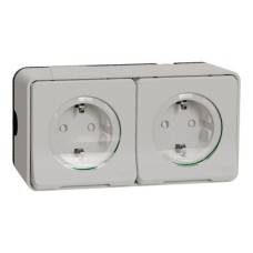 MUR39035 Lizdas v/t SCHUKO dvigubas su dangteliu su apsauga nuo vaikų 16A 250V, balta sp., IP55, Mureva Styl MUR39035 Lizdas v/t SCHUKO dvigubas su dangteliu su apsauga nuo vaikų 16A 250V, balta sp., IP55, Mureva Styl