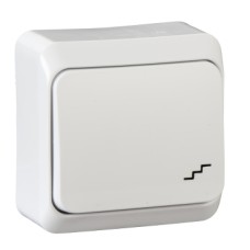 WDE001060 PRIMA 10AX-250 VAC, perjungiklis su užveržiamais gnybtais, su laiptų simboliu, balta sp. WDE001060 PRIMA 10AX-250 VAC, perjungiklis su užveržiamais gnybtais, su laiptų simboliu, balta sp.