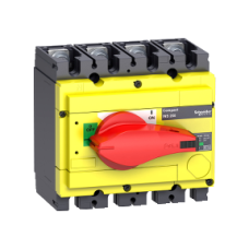 31121 switch disconnector, Compact INS250-100 , 100 A, with red rotary handle and yellow front, 4 poles