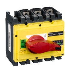 31122 switch disconnector, Compact INS250-200, 200A, with red rotary handle and yellow front, 3 poles