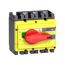 31124 switch disconnector, Compact INS250-160, 160A, with red rotary handle and yellow front, 3 poles