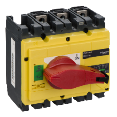 31126 switch disconnector, Compact INS250, 250A, with red rotary handle and yellow front, 3 poles