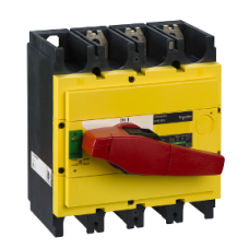 31130 switch disconnector, Compact INS400, 400A, with red rotary handle and yellow front, 3 poles
