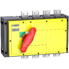 31345 switch disconnector, Compact INS800, 800A, with red rotary handle, yellow front, 4 poles