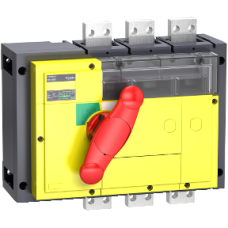 31372 vswitch disconnector, Compact INV800, visible break, 800 A, with red rotary handle and yellow front, 3 poles