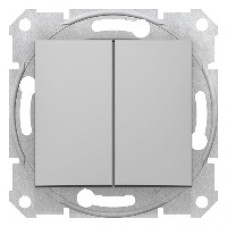 SDN0600160 Sedna - double 2way switch - 10AX without frame aluminium