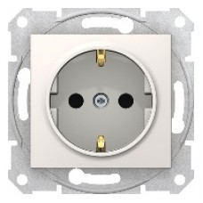 SDN3000123 Sedna - single socket outlet, side earth - 16A shutters, without frame cream