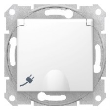 SDN3100121 Sedna kištukinis lizdas su dangteliu ir su apsauga, spalva - balta