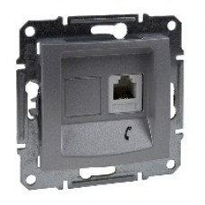 SDN4101160 Sedna - single telephone outlet - RJ11 without frame aluminium