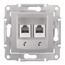 SDN4201160 Sedna - double telephone outlet - RJ11 without frame aluminium