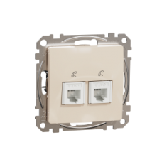 SDD112492 Sedna Design & Elements, Double telephone socket RJ11, Beige