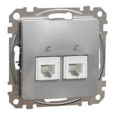 SDD113492 Sedna Design & Elements, Double telephone socket RJ11, Aluminium