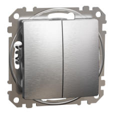 SDD170118 Sedna Design & Elements, double 1-way Push-Button 10A, brushed aluminium