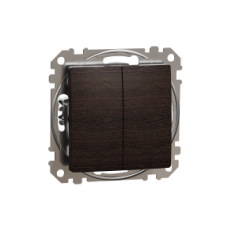 SDD181118 Sedna Design & Elements, double 1-way Push-Button 10A, wood wenge