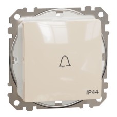 SDD212131 Sedna Design & Elements, 1-way Push-Button 10A, IP44 Bell Symbol, professional, beige