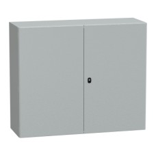 NSYS3D101240DP S3D Wall mounted steel enclosure, PanelSeT S3D, double plain door, with mounting plate, 1000x1200x400mm, IP55, IK10