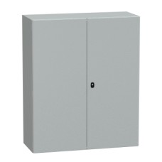 NSYS3D121040DP S3D Wall mounted steel enclosure, PanelSeT S3D, double plain door, with mounting plate, 1200x1000x400mm, IP55, IK10