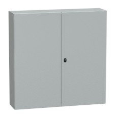 NSYS3D121230DP S3D Wall mounted steel enclosure, PanelSeT S3D, double plain door, with mounting plate, 1200x1200x300mm, IP55, IK10