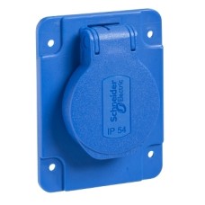 PKS61B lizdas mėlynas 2P+E 16A IP54 panel. mont. (65x85)mm