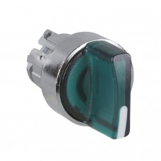 ZB4BK1233 Harmony XB4, Illuminated selector switch head, metal, green, Ø22, integral LED, 2 positions, stay put